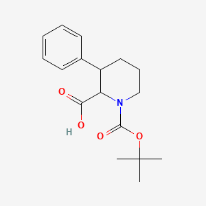Chemical structure of 1-(tert-Butoxycarbonyl)-3-phenylpiperidine-2-carboxylic acid