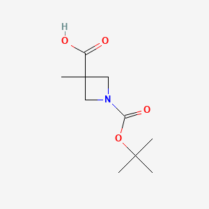 Chemical structure of 1-(tert-Butoxycarbonyl)-3-methylazetidine-3-carboxylic acid
