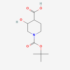 Chemical structure of 1-(tert-Butoxycarbonyl)-3-hydroxypiperidine-4-carboxylic acid