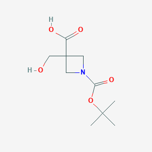 Chemical structure of 1-(tert-Butoxycarbonyl)-3-(hydroxymethyl)azetidine-3-carboxylic acid
