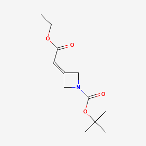 Chemical structure of 1-(tert-Butoxycarbonyl)-3-(2-ethoxy-2-oxoethylidene)azetidine