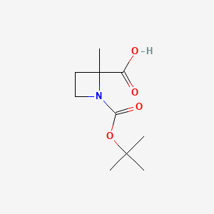 Chemical structure of 1-(tert-Butoxycarbonyl)-2-methylazetidine-2-carboxylic acid
