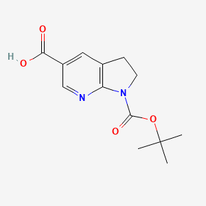Chemical structure of 1-(tert-Butoxycarbonyl)-2,3-dihydro-1H-pyrrolo[2,3-b]pyridine-5-carboxylic acid