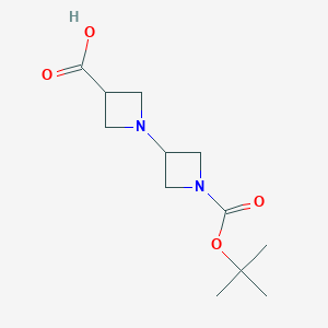 Chemical structure of 1'-(tert-Butoxycarbonyl)-[1,3'-biazetidine]-3-carboxylic acid
