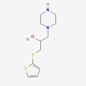 Chemical structure of 1-(Piperazin-1-yl)-3-(thiophen-2-ylthio)propan-2-ol