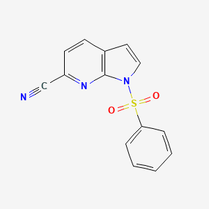 Chemical structure of 1-(Phenylsulfonyl)-1H-pyrrolo[2,3-b]pyridine-6-carbonitrile