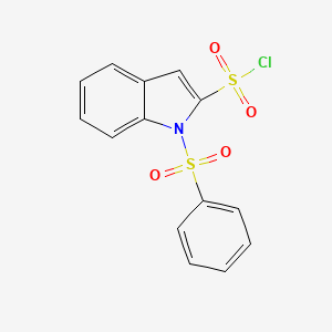 Chemical structure of 1-(Phenylsulfonyl)-1H-indole-2-sulfonyl chloride