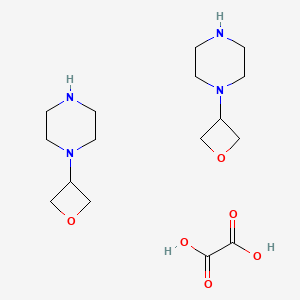Chemical structure of 1-(Oxetan-3-yl)piperazine hemioxalate