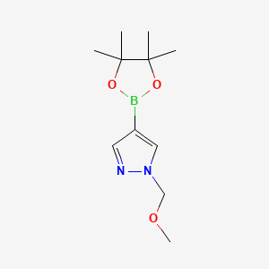 Chemical structure of 1-(Methoxymethyl)-4-(4,4,5,5-tetramethyl-1,3,2-dioxaborolan-2-yl)-1H-pyrazole