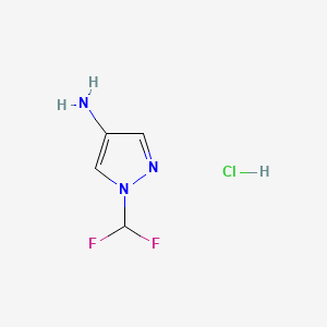 Chemical structure of 1-(Difluoromethyl)-1H-pyrazol-4-amine hydrochloride