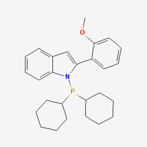 Chemical structure of 1-(Dicyclohexylphosphino)-2-(2-methoxyphenyl)-1H-indole
