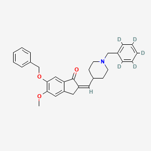 Chemical structure of 1-(Benzyl-d5)-4-[(6-benzyloxy-5-methoxy-1-indanone)-2-ylidenyl]methylpiperidine