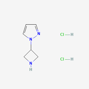 Chemical structure of 1-(3-Azetidinyl)-1H-pyrazole dihydrochloride