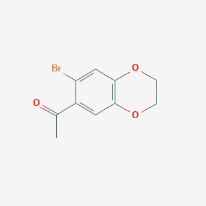 Chemical structure of 1-(7-Bromo-2,3-dihydrobenzo[b][1,4]dioxin-6-yl)ethanone