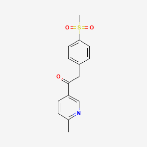 Chemical structure of 1-(6-methylpyridin-3-yl)-2-(4-methylsulfonylphenyl)ethanone
