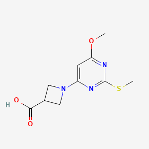 Chemical structure of 1-(6-Methoxy-2-(methylthio)pyrimidin-4-yl)azetidine-3-carboxylic acid