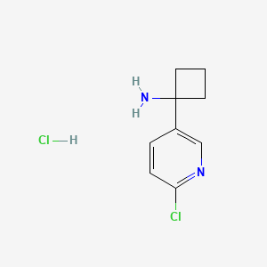 Chemical structure of 1-(6-Chloropyridin-3-yl)cyclobutanamine hydrochloride