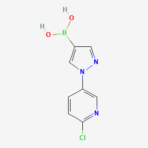Chemical structure of 1-(6-Chloro-3-pyridyl)-1H-pyrazole-4-boronic acid