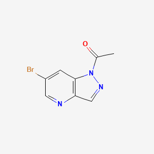 Chemical structure of 1-(6-bromo-1H-pyrazolo[4,3-b]pyridin-1-yl)ethanone