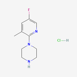 Chemical structure of 1-(5-fluoro-3-methylpyridin-2-yl)piperazine hydrochloride