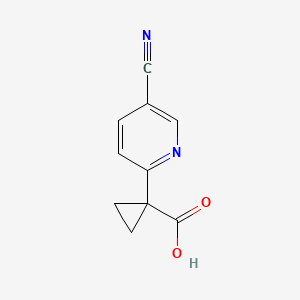 Chemical structure of 1-(5-Cyanopyridin-2-yl)cyclopropane-1-carboxylic acid