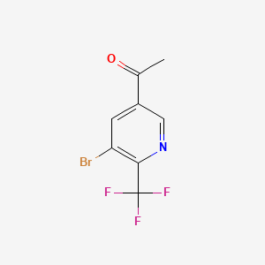 Chemical structure of 1-(5-Bromo-6-(trifluoromethyl)pyridin-3-yl)ethanone