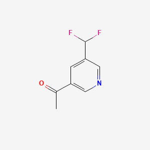 Chemical structure of 1-(5-(Difluoromethyl)pyridin-3-yl)ethanone