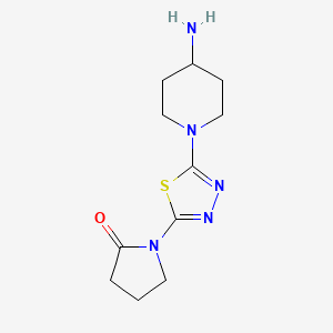 Chemical structure of 1-(5-(4-Aminopiperidin-1-yl)-1,3,4-thiadiazol-2-yl)pyrrolidin-2-one