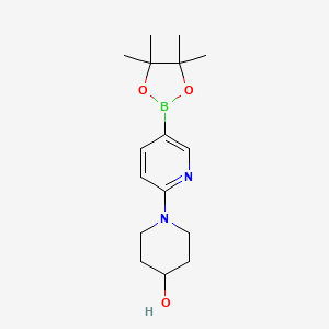 Chemical structure of 1-(5-(4,4,5,5-Tetramethyl-1,3,2-dioxaborolan-2-yl)pyridin-2-yl)piperidin-4-ol