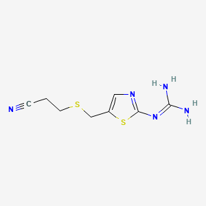 Chemical structure of 1-(5-(((2-Cyanoethyl)thio)methyl)thiazol-2-yl)guanidine