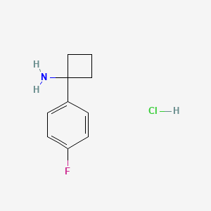 Chemical structure of 1-(4-fluorophenyl)cyclobutan-1-amine hydrochloride