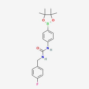 Chemical structure of 1-(4-Fluorobenzyl)-3-(4-(4,4,5,5-Tetramethyl-1,3,2-Dioxaborolan-2-Yl)Phenyl)Urea