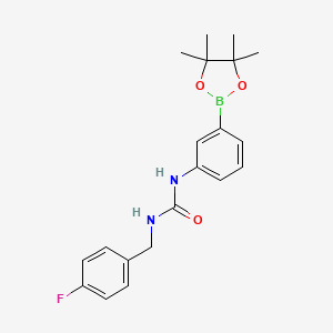 Chemical structure of 1-(4-fluorobenzyl)-3-(3-(4,4,5,5-tetramethyl-1,3,2-dioxaborolan-2-yl)phenyl)urea