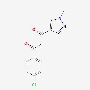 Chemical structure of 1-(4-Chlorophenyl)-3-(1-methyl-1H-pyrazol-4-yl)propane-1,3-dione