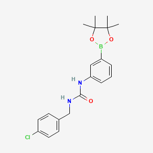 Chemical structure of 1-(4-chlorobenzyl)-3-(3-(4,4,5,5-tetramethyl-1,3,2-dioxaborolan-2-yl)phenyl)urea