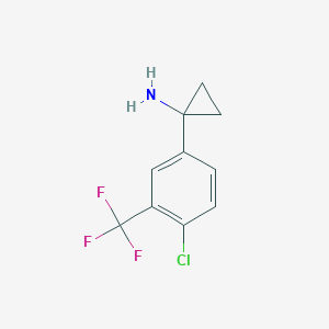 Chemical structure of 1-(4-chloro-3-(trifluoromethyl)phenyl)cyclopropane-1-amine hydrochloride