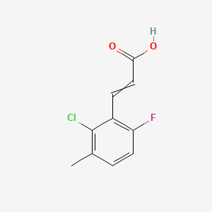 Chemical structure of 1-(4-chloro-2-fluorophenyl)cyclopropane-1-carboxylic acid