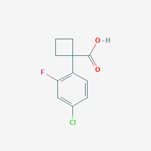 Chemical structure of 1-(4-chloro-2-fluorophenyl)cyclobutane-1-carboxylic acid
