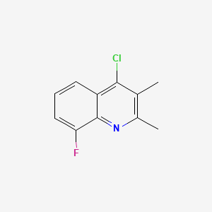 Chemical structure of 1-(4-chloro-2-fluorophenyl)cyclobutane-1-carbonitrile