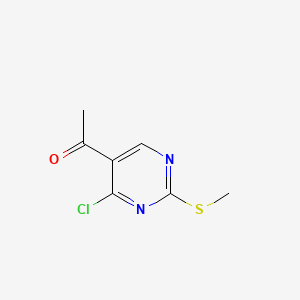 Chemical structure of 1-(4-Chloro-2-(methylthio)pyrimidin-5-yl)ethanone