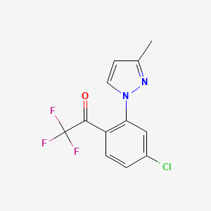 Chemical structure of 1-(4-Chloro-2-(3-methyl-1H-pyrazol-1-yl)phenyl)-2,2,2-trifluoroethanone