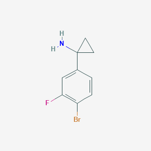 Chemical structure of 1-(4-bromo-3-fluorophenyl)cyclopropan-1-amine hydrochloride