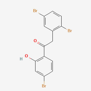 Chemical structure of 1-(4-Bromo-2-hydroxyphenyl)-2-(2,5-dibromophenyl)ethanone
