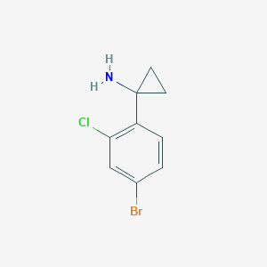 Chemical structure of 1-(4-bromo-2-chlorophenyl)cyclopropan-1-amine hydrochloride