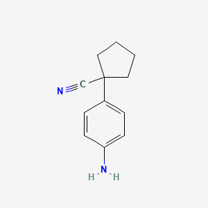 Chemical structure of 1-(4-Aminophenyl)cyclopentanecarbonitrile