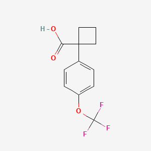 Chemical structure of 1-[4-(Trifluoromethoxy)phenyl]cyclobutanecarboxylic Acid