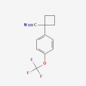Chemical structure of 1-[4-(Trifluoromethoxy)phenyl]cyclobutanecarbonitrile