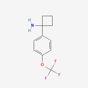 Chemical structure of 1-(4-(trifluoromethoxy)phenyl)cyclobutan-1-amine hydrochloride