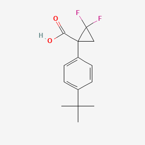 Chemical structure of 1-(4-(tert-butyl)phenyl)-2,2-difluorocyclopropane-1-carboxylic acid