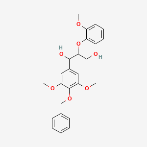 Chemical structure of 1-(4-(Benzyloxy)-3,5-dimethoxyphenyl)-2-(2-methoxyphenoxy)propane-1,3-diol